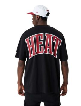 camiseta new era miami heat nba oversized negro de hombre.