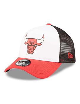 gorra tracker new era bulls team color block blanco rojo.