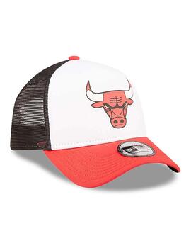 gorra tracker new era bulls team color block blanco rojo.