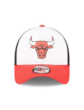 gorra tracker new era bulls team color block blanco rojo.