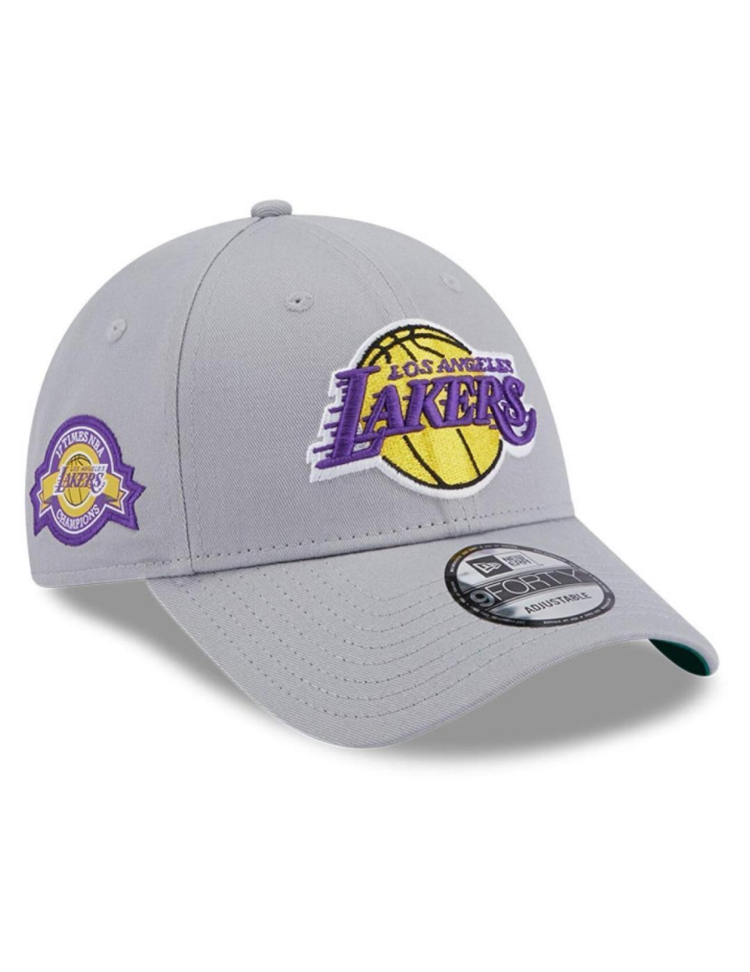 gorra new era 9forty side patch L.A. Lakers gris