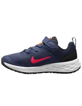 Zapatillas nike revolution 6 nn marino rojo de niño.