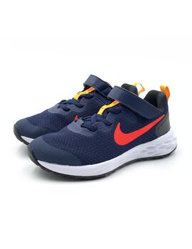 Zapatillas nike revolution 6 nn marino rojo de niño.