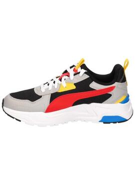 Zapatillas puma trinity lite jr negro rojo de niño.