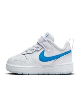 Zapatillas nike court borough low blanco azul de bebé.