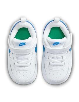 Zapatillas nike court borough low blanco azul de bebé.