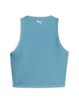 camiseta puma fit eversculpt azul amarillo de mujer.