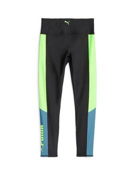 malla puma fit cb hw 7/8 tight negro azul amarillo de mujer.