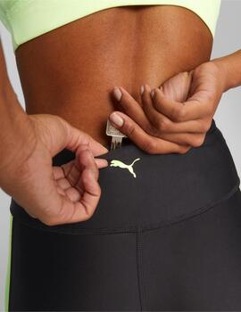 malla puma fit cb hw 7/8 tight negro azul amarillo de mujer.