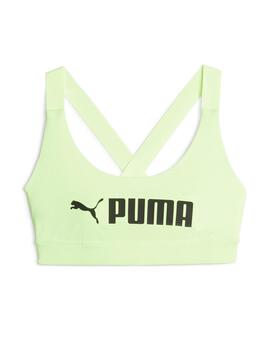 sujetador deportivo puma mid impact verde de mujer.