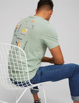 camiseta puma classics brand love verde de hombre.