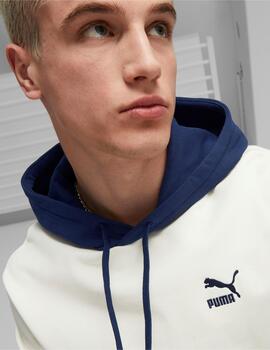 sudadera puma classic block blanco marino de hombre.