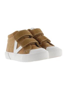 Zapatillas victoria tribu botín cuero marrón de niño.