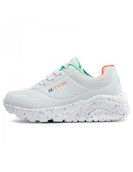Zapatillas skechers uno lite rainbow blanco de niña.