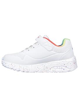 Zapatillas skechers uno lite rainbow specks blanco de niña.