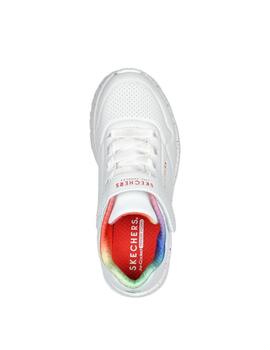 Zapatillas skechers uno lite rainbow specks blanco de niña.
