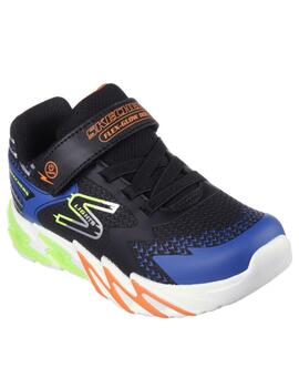 Zapatillas skechers flex glow bolt luces negro de niño.