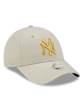 gorra new era essential 940 new york yankees beige de mujer.