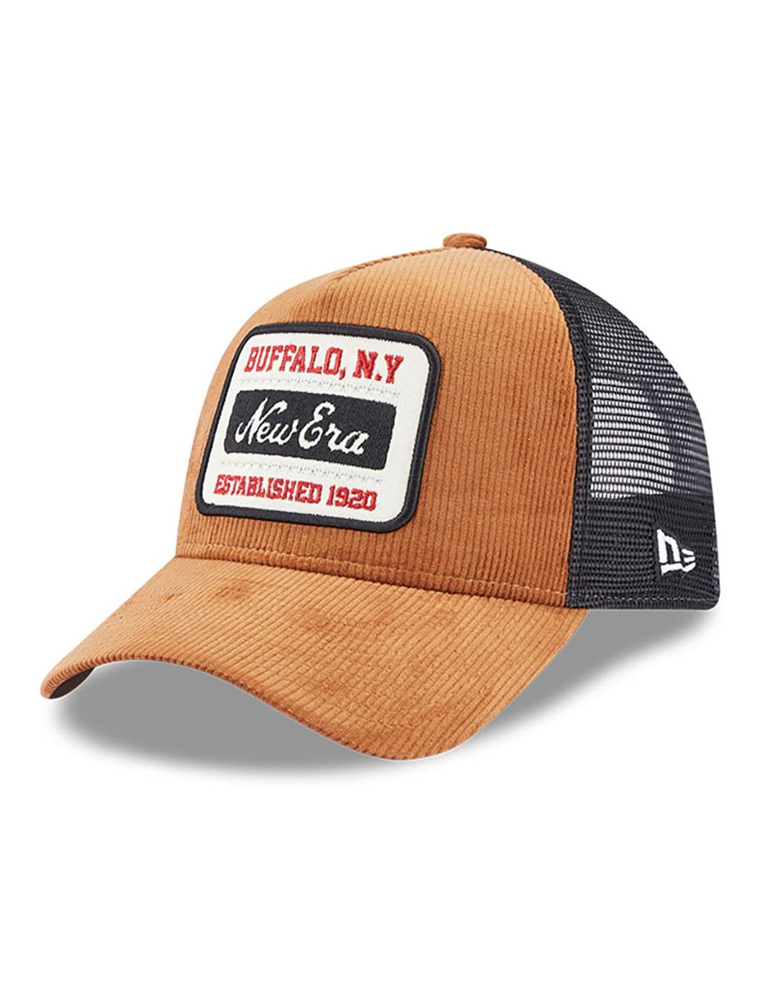 Gorra new era cord a-frame trucker pana marrón de hombre.