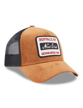 Gorra new era cord a-frame trucker pana marrón de hombre.