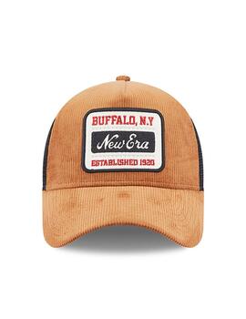 Gorra new era cord a-frame trucker pana marrón de hombre.