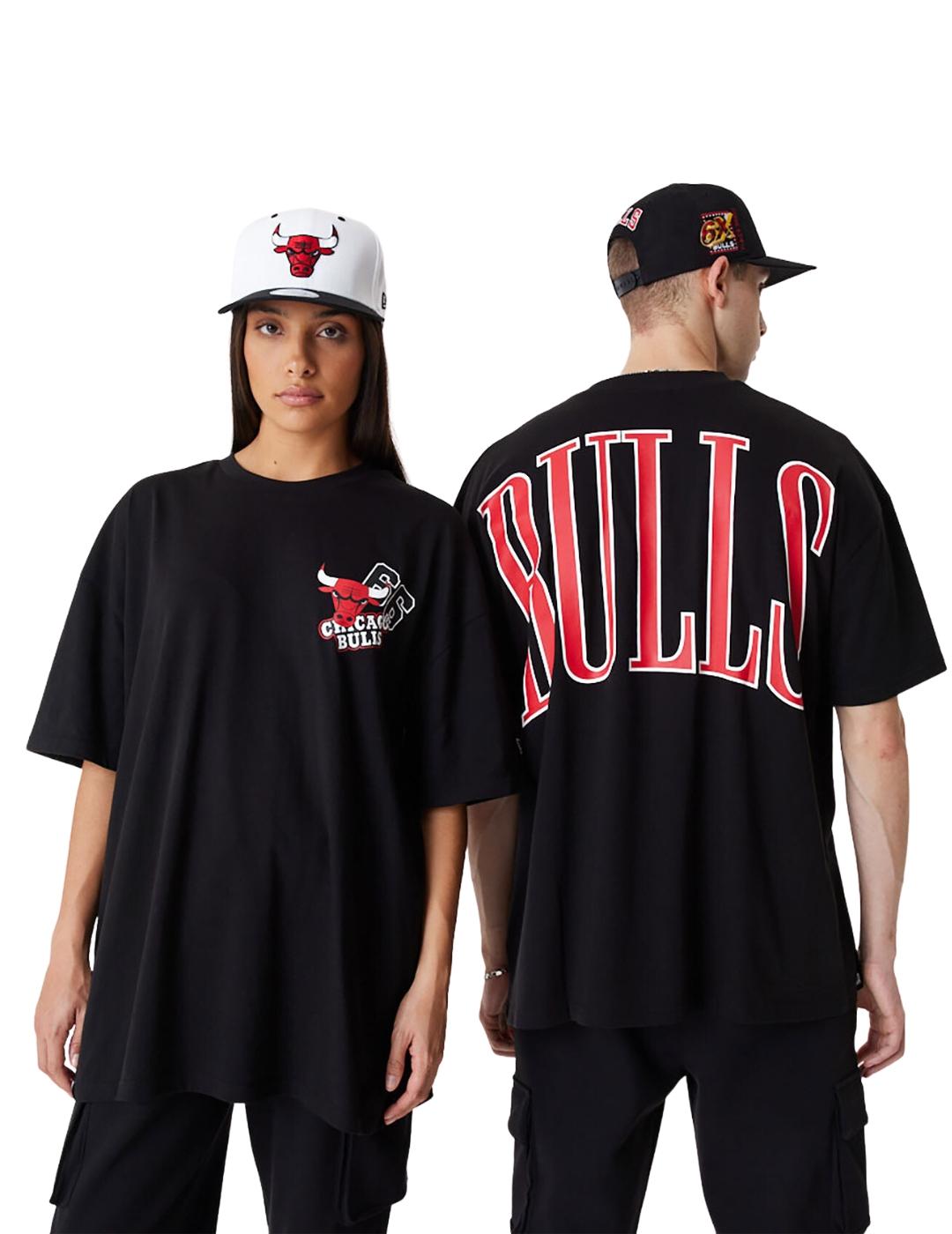 camiseta new era chicago bulls oversized negro unisex.