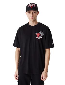 camiseta new era chicago bulls oversized negro unisex.