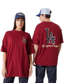 camiseta new era LA dodgers  oversize granate unisex.