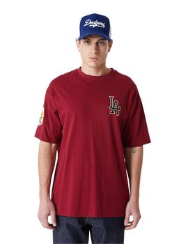 camiseta new era LA dodgers  oversize granate unisex.