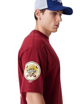 camiseta new era LA dodgers  oversize granate unisex.