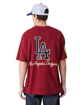 camiseta new era LA dodgers  oversize granate unisex.