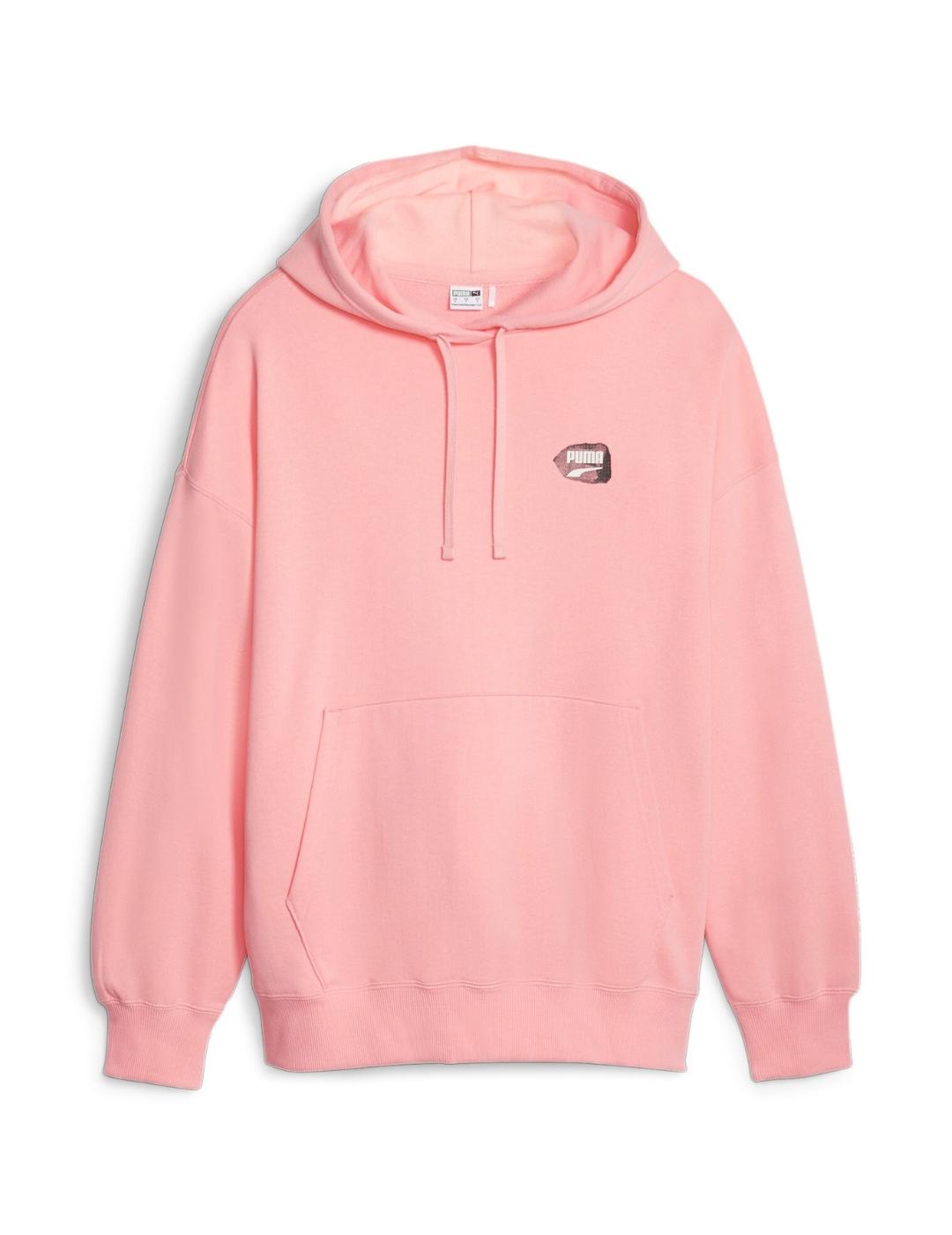 sudadera puma downtown os peach smoothie oversized de mujer.