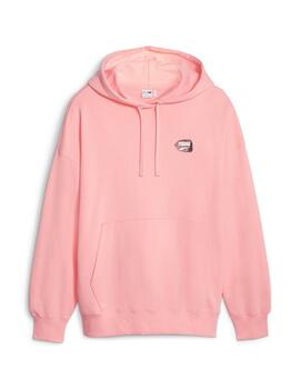 sudadera puma downtown os peach smoothie oversized de mujer.