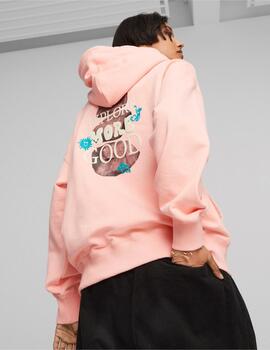 sudadera puma downtown os peach smoothie oversized de mujer.