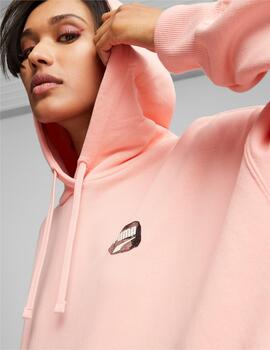 sudadera puma downtown os peach smoothie oversized de mujer.