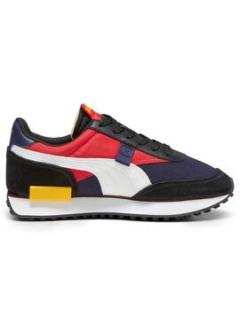 Zapatillas puma future rider splash jr negro azul de niño.