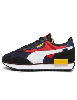 Zapatillas puma future rider splash jr negro azul de niño.