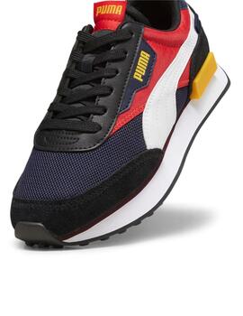 Zapatillas puma future rider splash jr negro azul de niño.