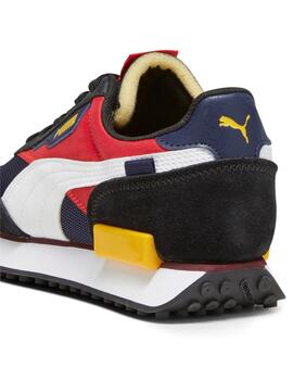 Zapatillas puma future rider splash jr negro azul de niño.