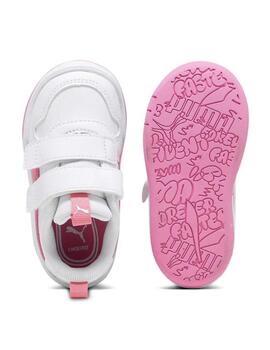 Zapatillas puma multiflex sl v inf blanco rosa de bebé.