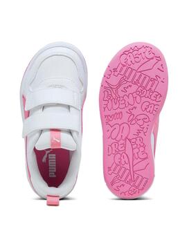 Zapatillas puma multiflex sl v ps blanco rosa de niña.
