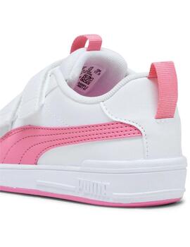 Zapatillas puma multiflex sl v ps blanco rosa de niña.