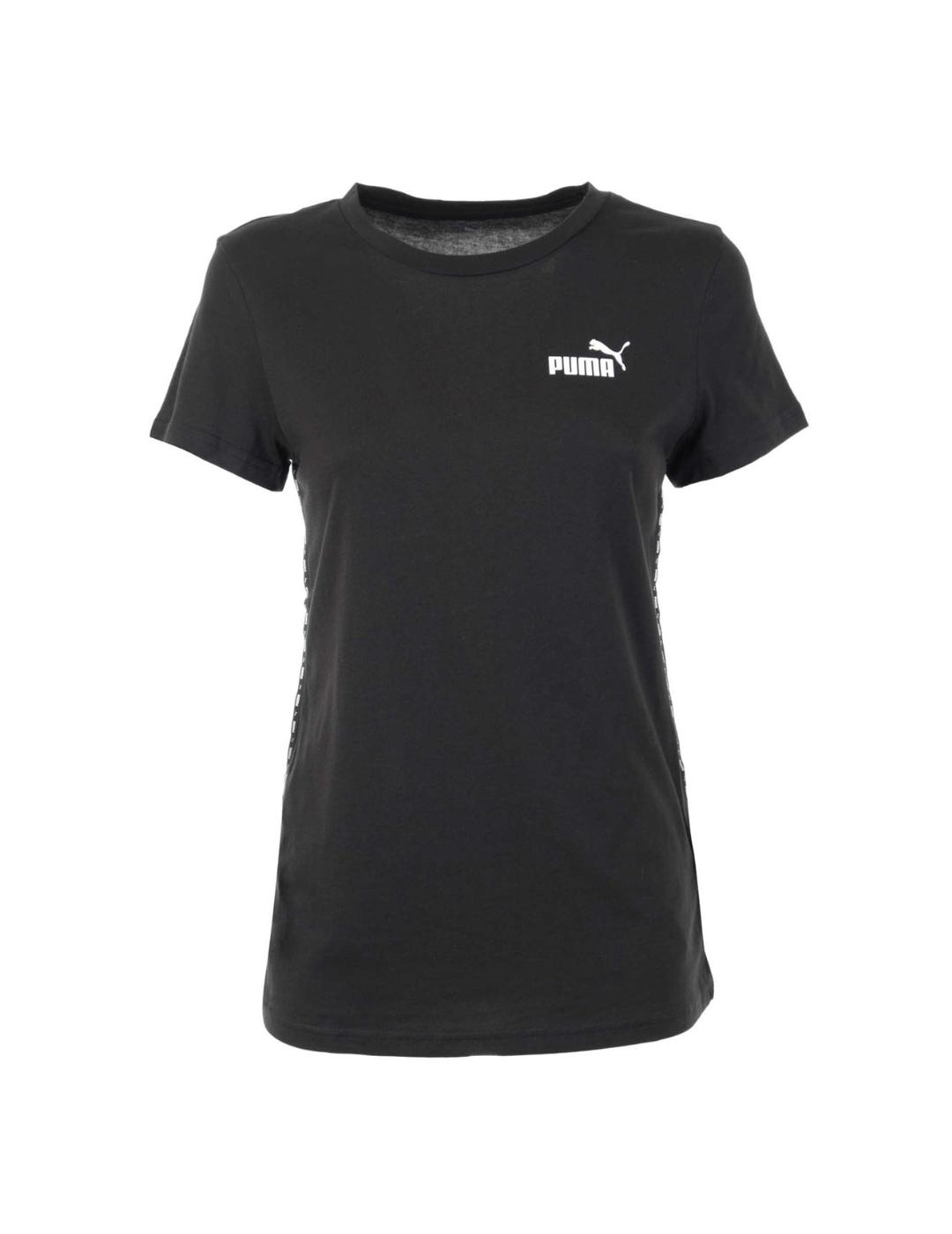 camiseta puma power tape negro de mujer.
