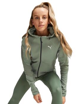 chaqueta puma evostripe full-zip verde de mujer.