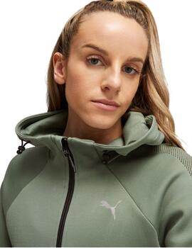 chaqueta puma evostripe full-zip verde de mujer.