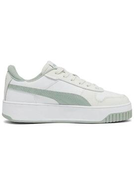 Zapatillas puma carina street blanco beige verde de mujer.
