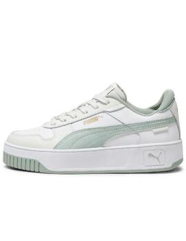 Zapatillas puma carina street blanco beige verde de mujer.