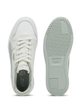 Zapatillas puma carina street blanco beige verde de mujer.