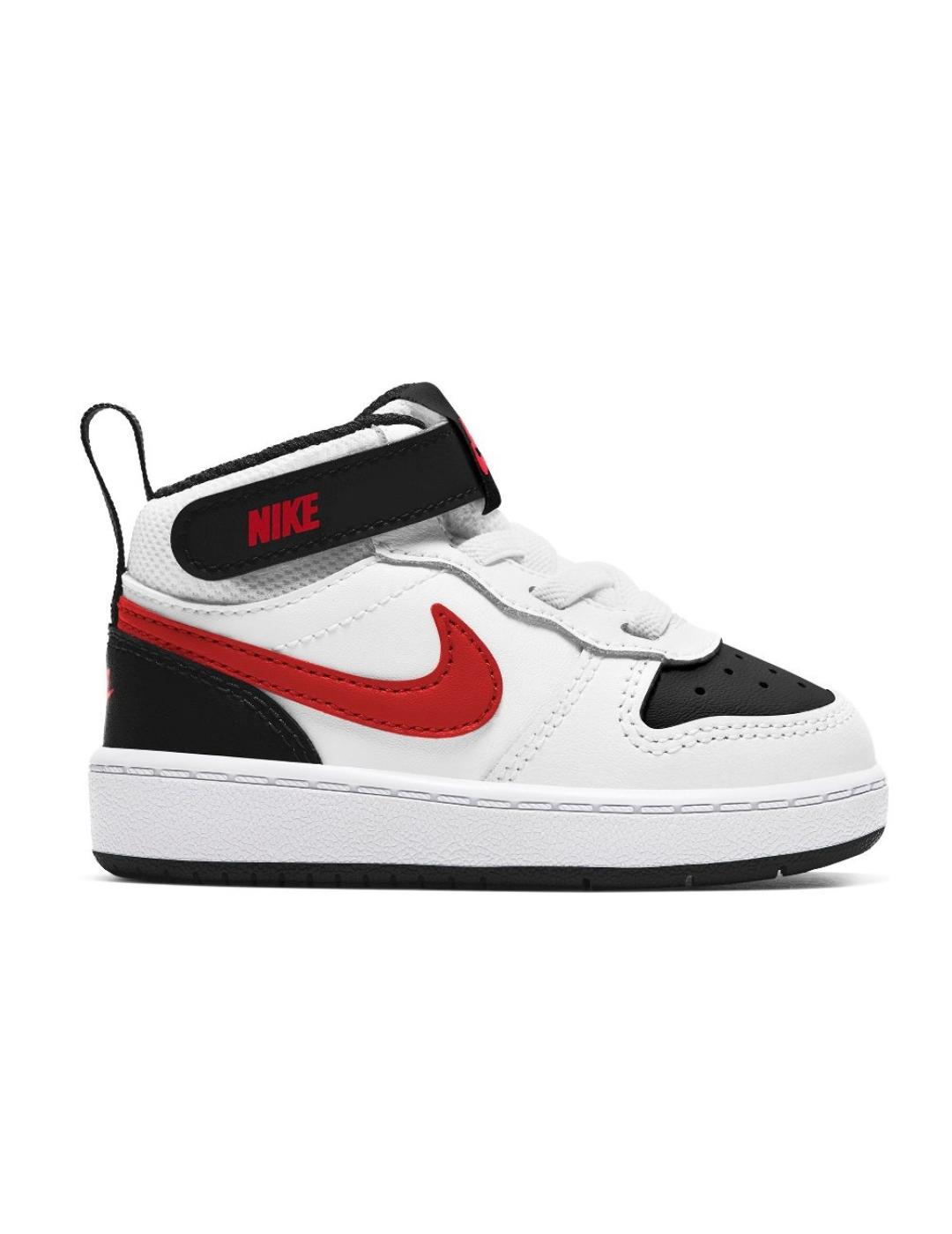 Zapatillas nike court borough mid 2 tdv blanco rojo de bebé.