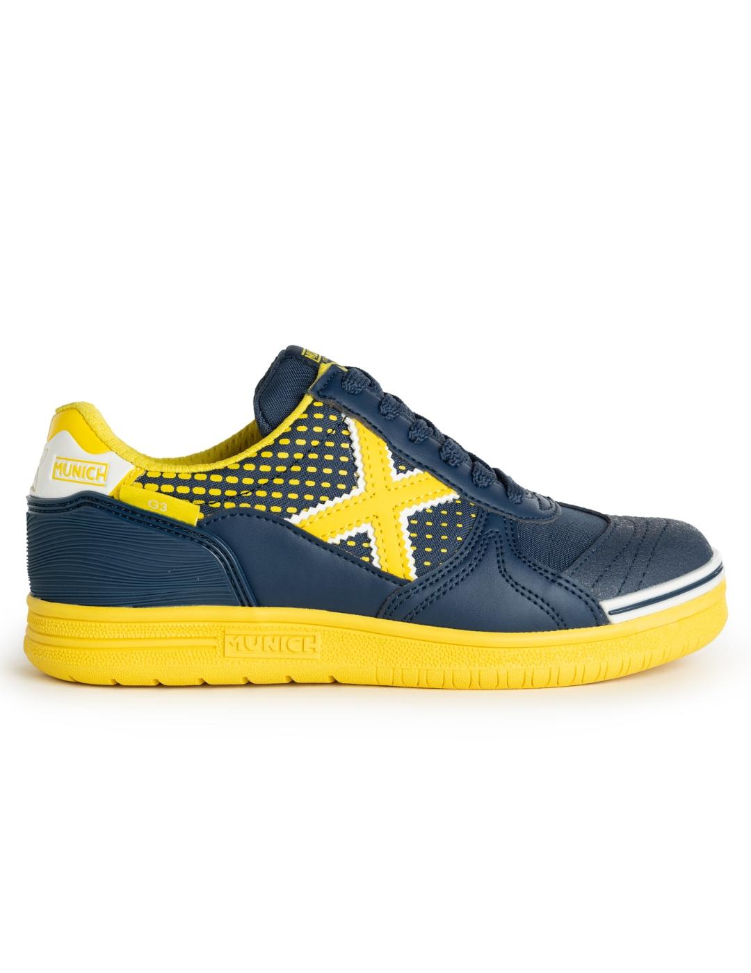 Zapatillas munich g-3 kid indoor 385 marino amarillo de niño